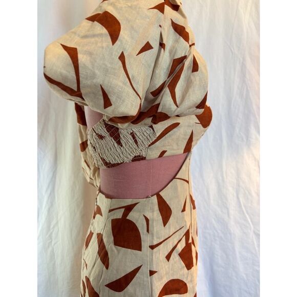 NWOT ASTR the Label Heather Dress Linen Rust Abstract Lined Open Waist XS - Picture 7 of 13
